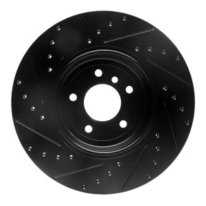 BMW 650I Brake Rotor (1) - Rear Right - R1 Concepts - Drilled & Slotted - Black - `04-`10